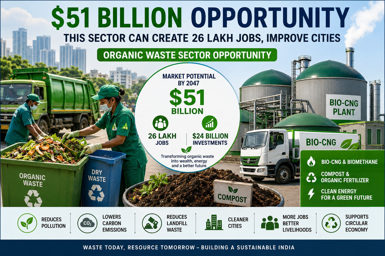 $51 Billion Organic Waste Sector Opportunity: How India Can Create 26 Lakh Jobs and Transform Cities by 2047