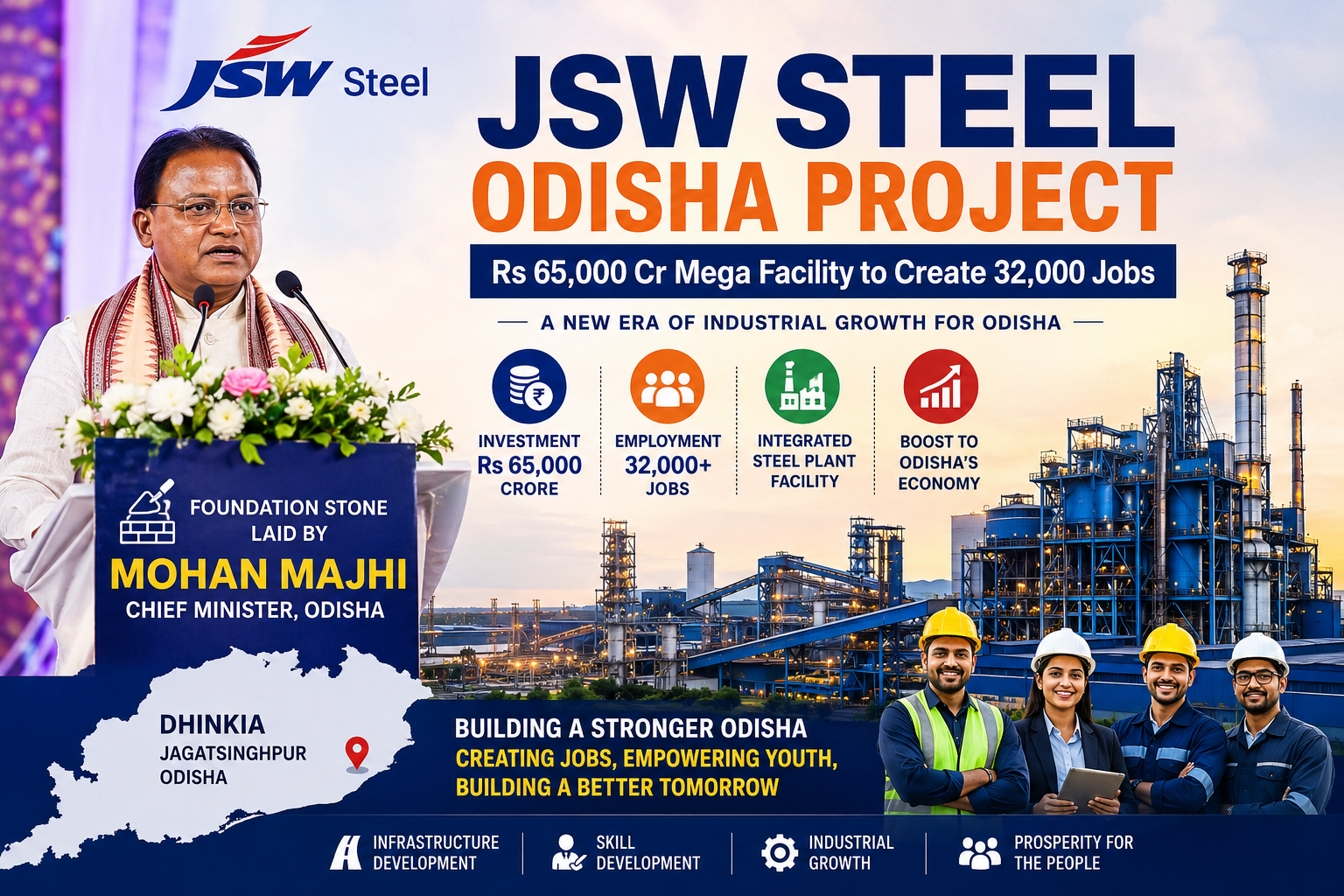 JSW Steel Odisha Project: Rs 65,000 Cr Mega Facility to Create 32,000 Jobs in 2026