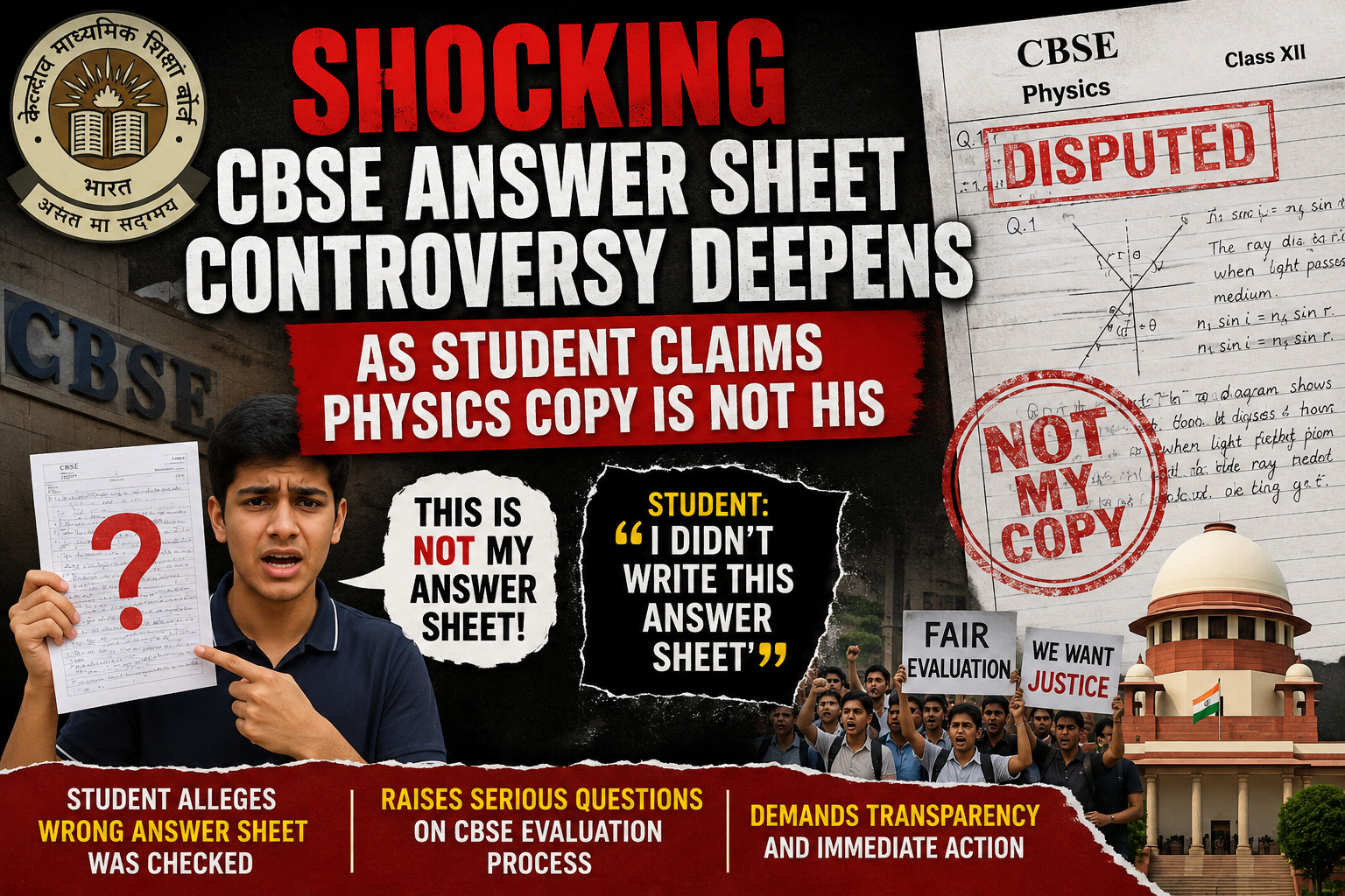 Shocking CBSE Answer Sheet Controversy Deepens as Student Claims Physics Copy Is Not His