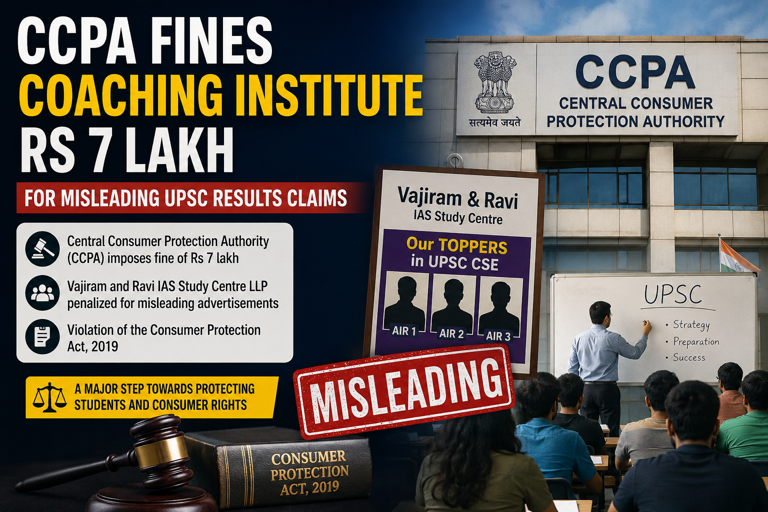 CCPA Fines Coaching Institute Rs 7 Lakh: Misleading UPSC Results Claims Trigger Major Consumer Protection Action