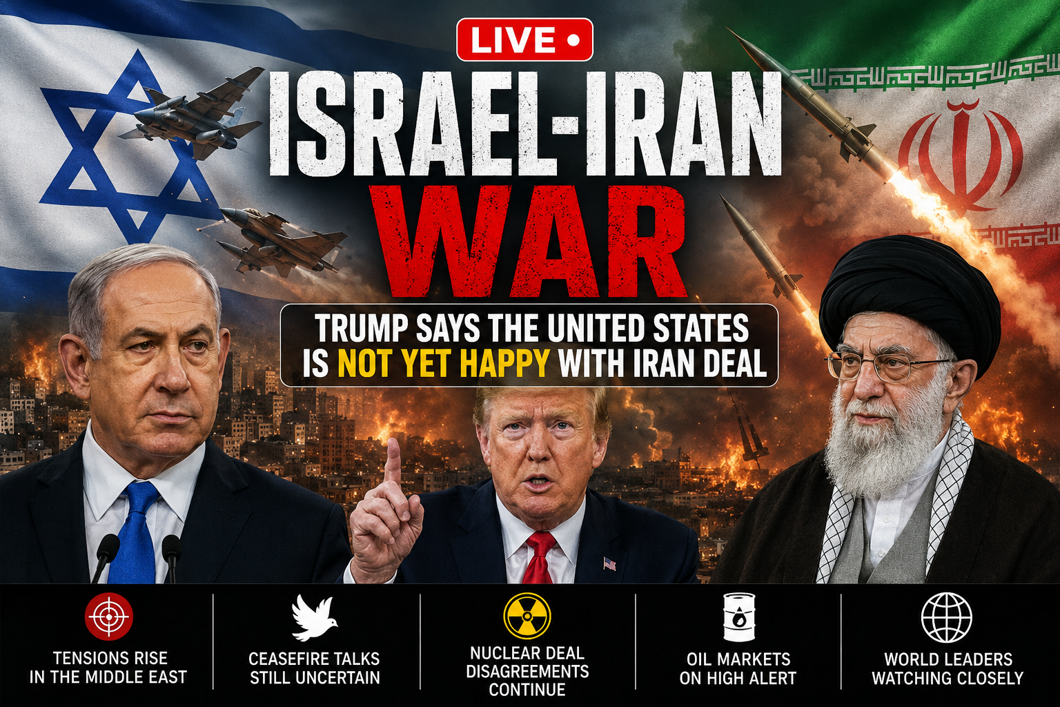 Israel-Iran War LIVE: Trump Says the United States Is Not Yet Happy with Iran Deal – 7 Key Updates