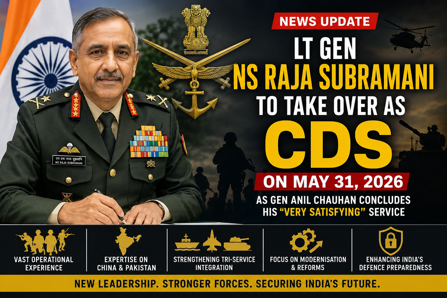 Lt Gen NS Raja Subramani to Take Over as CDS on May 31: 7 Key Facts About India's New Defence Chief