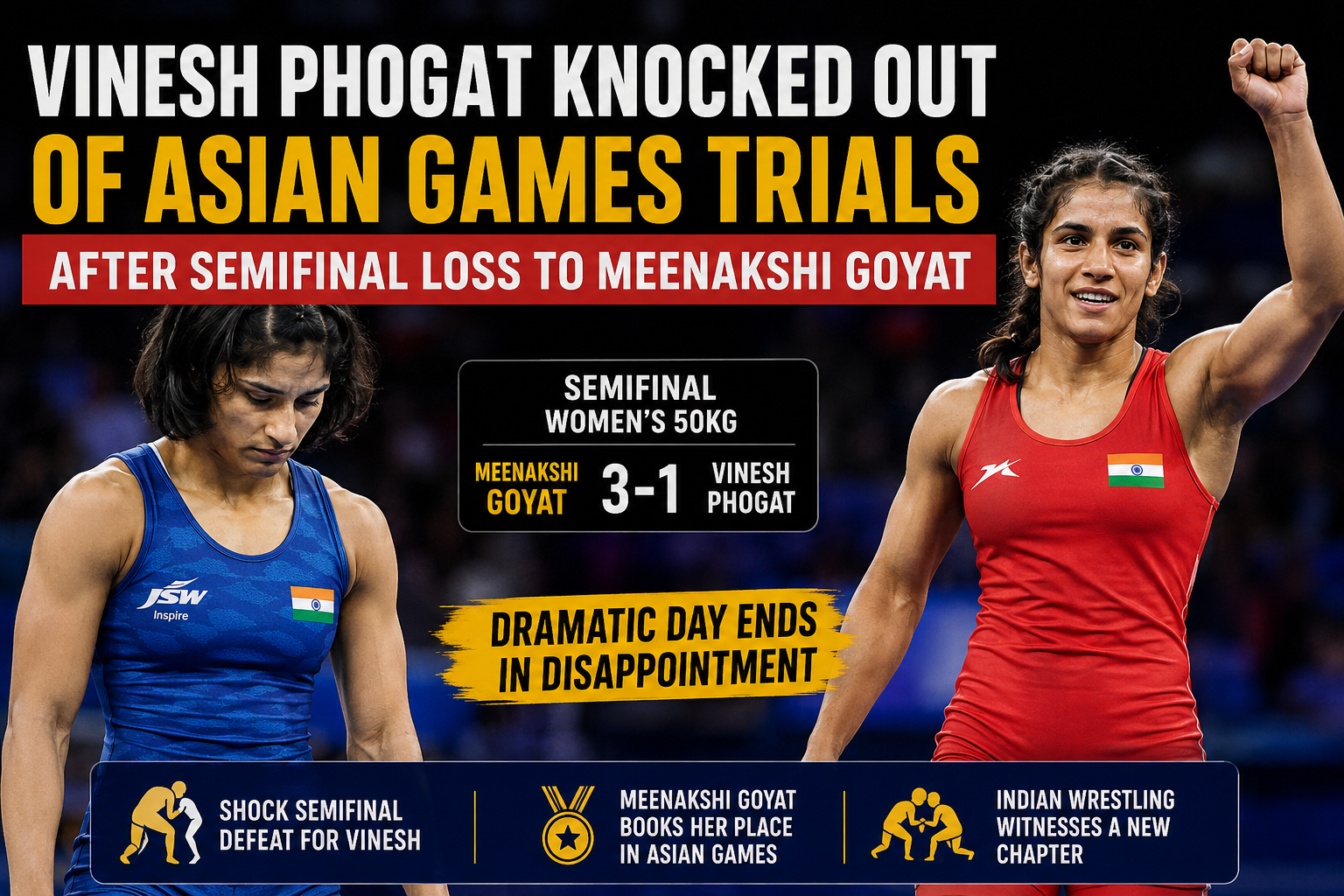 Shocking Vinesh Phogat Asian Games Trials Exit: 7 Key Takeaways from Semifinal Loss to Meenakshi Goyat