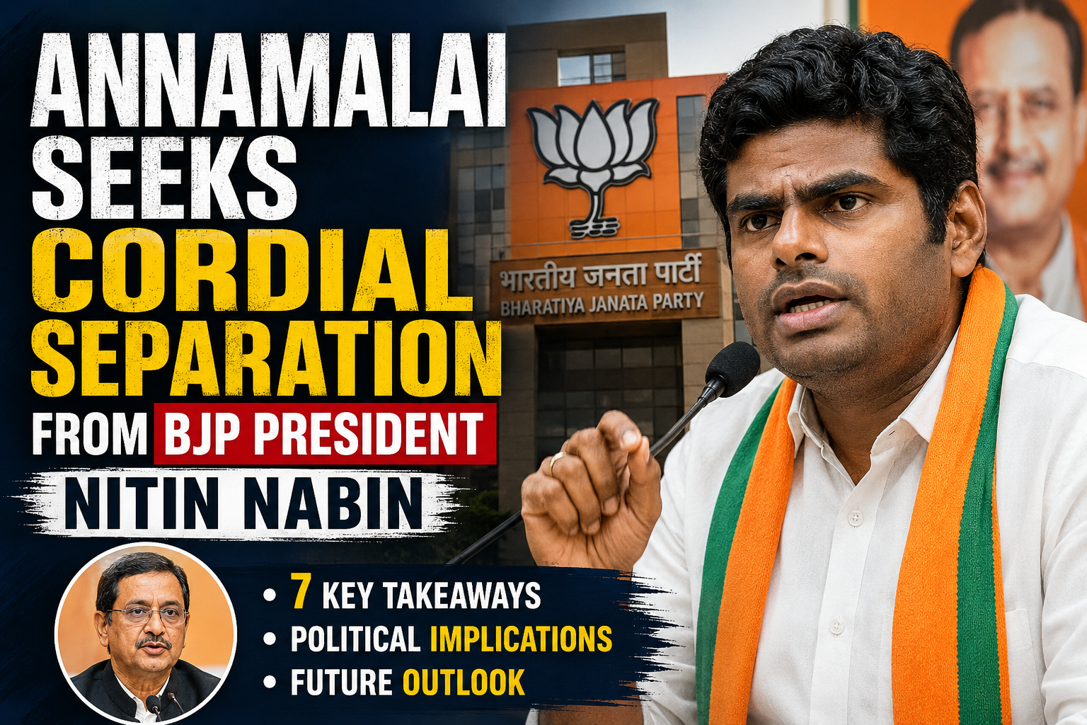 Annamalai Seeks Cordial Separation from BJP Tamil Nadu Leadership
