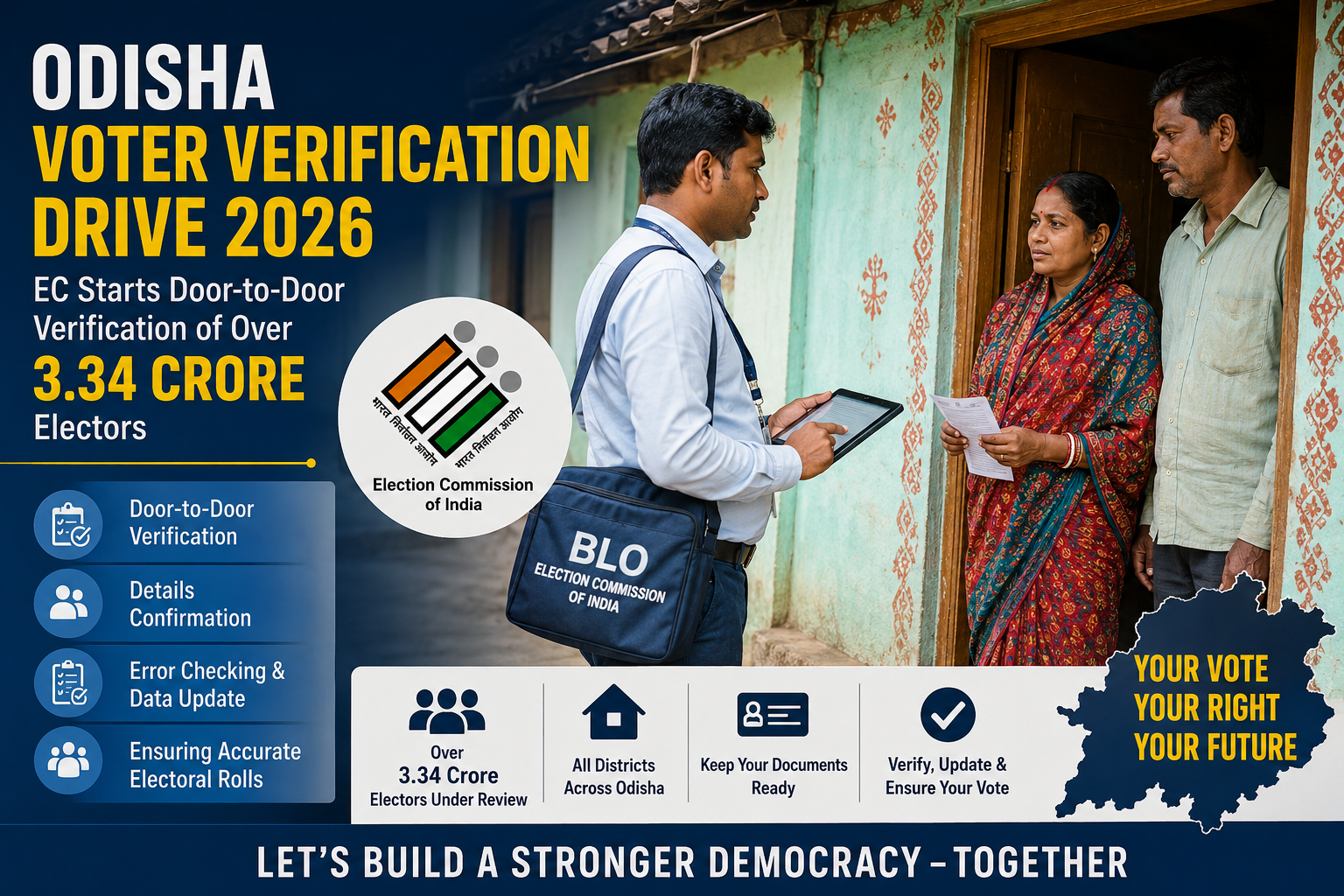 2026 Odisha Voter Verification Drive: EC Starts Door-to-Door Verification for 3.34 Crore Electors