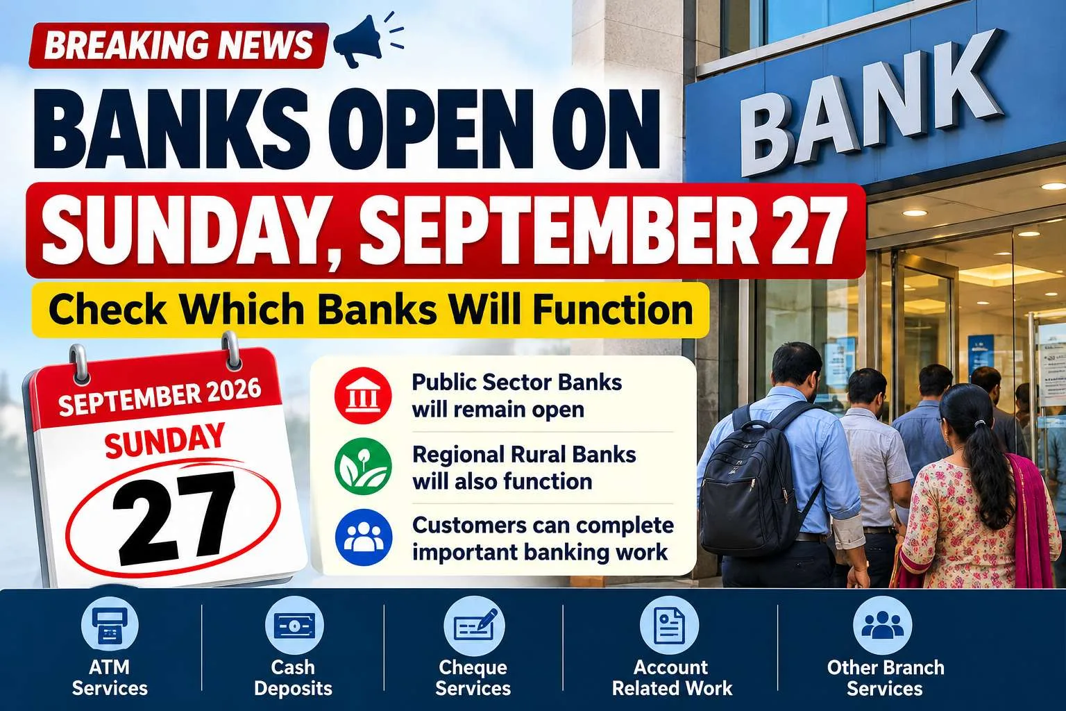 Banks Open on Sunday, September 27: Check Which Banks Will Function